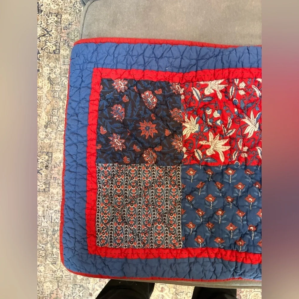 The Company Store Quilted Blue & Red Sham Covers Square & Rectangle